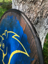 Load image into Gallery viewer, Skyrim shield, Skyrim custom shield, Wolf shield, medieval shield, Skyrim battle shield, custom shield, norse shield, larp viking shield