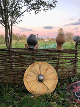 Load image into Gallery viewer, Viking Shield, Norse shield, medieval shield, norse shield, larp viking shield, viking decor, custom shield, warrior costume, sca shield