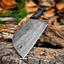 Load image into Gallery viewer, Kitchen Meat Chopping knife, Forged chopping knife, kitchen knife, meat knife, gift for men, engraved knife, custom knife, viking knife