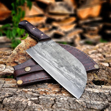 Load image into Gallery viewer, Kitchen Meat Chopping knife, Forged chopping knife, kitchen knife, meat knife, gift for men, engraved knife, custom knife, viking knife