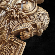 Load image into Gallery viewer, Thor Hammer Wall Decor, Mjolnir Wood Art, Norse Art, Viking Art, Thor Hammer Carvings, Wood Wall Sculpture, custom wall decor