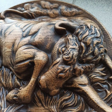 Load image into Gallery viewer, Bull Wood Wall Decor, Bul Wood Wall Decor, Wall Hangings Decor, Carvings Art, Hunter Gift, Wood Wall Sculpture, Bull Decor