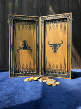 Load image into Gallery viewer, Bull Backgammon set, Backgammon board, backgammon set wood, gift for men, custom backgammon board, gift for father
