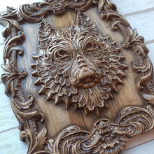 Load image into Gallery viewer, Fenrir Wolf Wood Wall Decor, Fenrir Wood Art, Norse Art, Viking Art, Wolf Carvings, Fenrir carvings,  Wood Wall Sculpture, custom wall decor