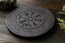 Load image into Gallery viewer, Vegvisir board, Altar stand, Norse paganism, Wooden altar board, Norse pagan, pagan board