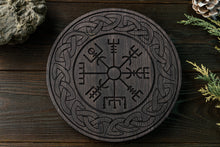 Load image into Gallery viewer, Vegvisir board, Altar stand, Norse paganism, Wooden altar board, Norse pagan, pagan board
