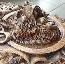 Load image into Gallery viewer, Bear Wood Wall Decor, Grizzly Wood Art, Norse Art, Viking Art, Bear Carvings, Grizzly carvings, Wood Wall Sculpture, custom wall decor