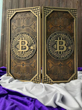 Load image into Gallery viewer, Bitcoin Backgammon set, Bitcoin board, Backgammon board, backgammon set wood, gift for men, custom backgammon board, gift for father