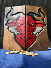 Load image into Gallery viewer, Bull Backgammon set, Backgammon board, backgammon set wood, gift for men, custom backgammon board, gift for father