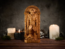 Load image into Gallery viewer, Thor Norse statue, Thor altar statue, Norse mythology, pagan altar, norse gods, pagan statue, norse pagan, viking statue, wood carving