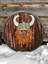 Load image into Gallery viewer, Warrior Viking Shield, medieval shield, custom shield, norse shield, larp viking shield, sca shield, round shield, viking decor, cosplay