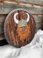 Load image into Gallery viewer, Warrior Viking Shield, medieval shield, custom shield, norse shield, larp viking shield, sca shield, round shield, viking decor, cosplay
