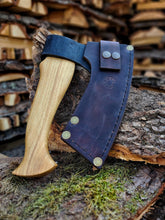 Load image into Gallery viewer, Unique pizza cutter, viking pizza ax, pizza knife, hand forged ax, pizza maker gift, pizza accessories