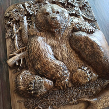 Load image into Gallery viewer, Bear Wood Wall Decor, Bear Wood Art, Wall Art, Viking Art, Bear Carvings, Bear carvings, Wood Wall Sculpture, custom wall decor