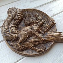 Load image into Gallery viewer, Squirrel Wood Carvings, Squirrel Wall Decor, Squirrel Art, Wood Art, Squirrel Carvings, Wood Wall Sculpture, custom wall decor