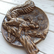 Load image into Gallery viewer, Squirrel Wood Carvings, Squirrel Wall Decor, Squirrel Art, Wood Art, Squirrel Carvings, Wood Wall Sculpture, custom wall decor