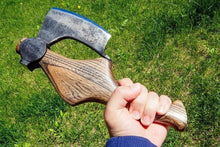 Load image into Gallery viewer, Viking pizza steel, pizza ax cutter, god of war ax, medieval decor, celtic wedding gift idea, norse mythology
