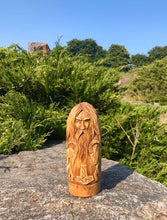 Load image into Gallery viewer, Thor statue, wooden scandinavian figurines, hand carved norse god, wood carving viking statue