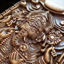 Load image into Gallery viewer, Ganesha Wood Wall Decor, Ganesha Wall Art, Wall Art, Hindu Art, Ganesha Carvings, Ganesha statue, custom wall decor