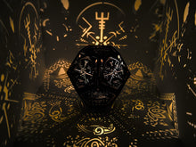 Load image into Gallery viewer, Vegvisir Shadow Lamp with Ravens, Viking lamp, Geometric Lantern, Wood shade geometric, Night Light latern, Pagan lantern, Housewarming gift