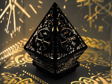 Load image into Gallery viewer, Vegvisir Shadow Lantern, Norse lamp, Geometric Lantern, Wood shade geometric, Night Light latern, Pagan lantern, Housewarming gift