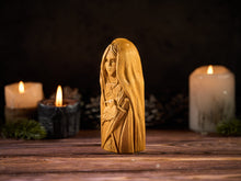Load image into Gallery viewer, Morrigan Celtic statue, Morrigan Celtic Goddess, Morrigan wood figure, Celtic gods, pagan statue, morrigan statue