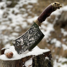 Load image into Gallery viewer, Hunter Chopping Knife, Bone chopper, forged chopping knife, Hunting knife, meat knife, engraved knife, custom knife, viking knife