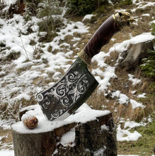 Load image into Gallery viewer, Hunter Chopping Knife, Bone chopper, forged chopping knife, Hunting knife, meat knife, engraved knife, custom knife, viking knife