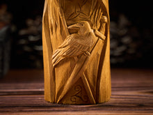 Load image into Gallery viewer, Morrigan Celtic statue, Morrigan Celtic Goddess, Morrigan wood figure, Celtic gods, pagan statue, morrigan statue