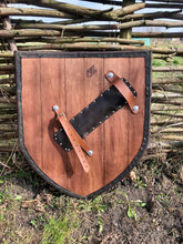 Load image into Gallery viewer, Teutonic order Shield, custom heater shield, medieval shield, medieval knight shield, weapon Battle shield, custom shield, larp