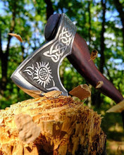 Load image into Gallery viewer, medieval weapons Viking axes Battle axe God_of_war Kratos Cosplay commission axe carving custom norse axe