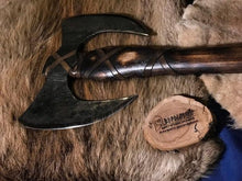 Load image into Gallery viewer, medieval weapons Viking axes Battle axe God_of_war Kratos Cosplay commission axe carving custom norse axe