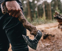 Load image into Gallery viewer, medieval weapons Viking axes Battle axe God_of_war Kratos Cosplay commission axe carving custom norse axe