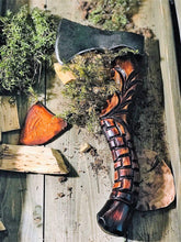 Load image into Gallery viewer, medieval weapons Viking axes Battle axe God_of_war Kratos Cosplay commission axe carving custom norse axe