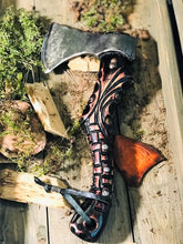 Load image into Gallery viewer, medieval weapons Viking axes Battle axe God_of_war Kratos Cosplay commission axe carving custom norse axe