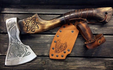 Load image into Gallery viewer, medieval weapons Viking axes Battle axe God_of_war Kratos Cosplay commission axe carving custom norse axe
