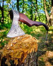 Load image into Gallery viewer, medieval weapons Viking axes Battle axe God_of_war Kratos Cosplay commission axe carving custom norse axe