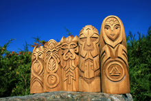 Load image into Gallery viewer, Handmade wooden statues: goddess statue, wood art carving antique religious statues, wood craft sculpture for witch altar norse pagan altar