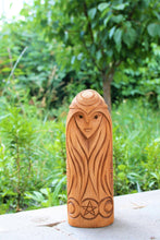 Load image into Gallery viewer, Handmade wooden statues: goddess statue, wood art carving antique religious statues, wood craft sculpture for witch altar norse pagan altar