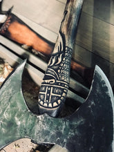 Load image into Gallery viewer, medieval weapons Viking axes Battle axe God_of_war Kratos Cosplay commission axe carving custom norse axe