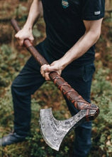 Load image into Gallery viewer, medieval weapons Viking axes Battle axe God_of_war Kratos Cosplay commission axe carving custom norse axe