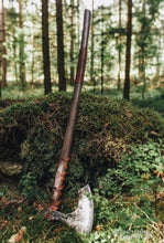 Load image into Gallery viewer, medieval weapons Viking axes Battle axe God_of_war Kratos Cosplay commission axe carving custom norse axe