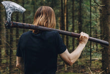 Load image into Gallery viewer, medieval weapons Viking axes Battle axe God_of_war Kratos Cosplay commission axe carving custom norse axe