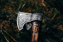 Load image into Gallery viewer, medieval weapons Viking axes Battle axe God_of_war Kratos Cosplay commission axe carving custom norse axe
