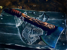 Load image into Gallery viewer, medieval weapons Viking axes Battle axe God_of_war Kratos Cosplay commission axe carving custom norse axe