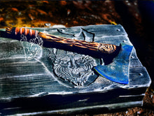 Load image into Gallery viewer, medieval weapons Viking axes Battle axe God_of_war Kratos Cosplay commission axe carving custom norse axe