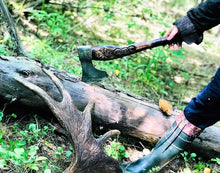 Load image into Gallery viewer, medieval weapons Viking axes Battle axe God_of_war Kratos Cosplay commission axe carving custom norse axe