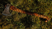 Load image into Gallery viewer, medieval weapons Viking axes Battle axe God_of_war Kratos Cosplay commission axe carving custom norse axe