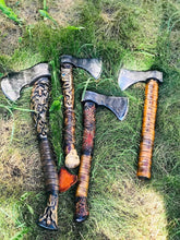 Load image into Gallery viewer, medieval weapons Viking axes Battle axe God_of_war Kratos Cosplay commission axe carving custom norse axe