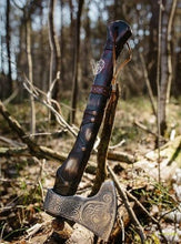 Load image into Gallery viewer, medieval weapons Viking axes Battle axe God_of_war Kratos Cosplay commission axe carving custom norse axe
